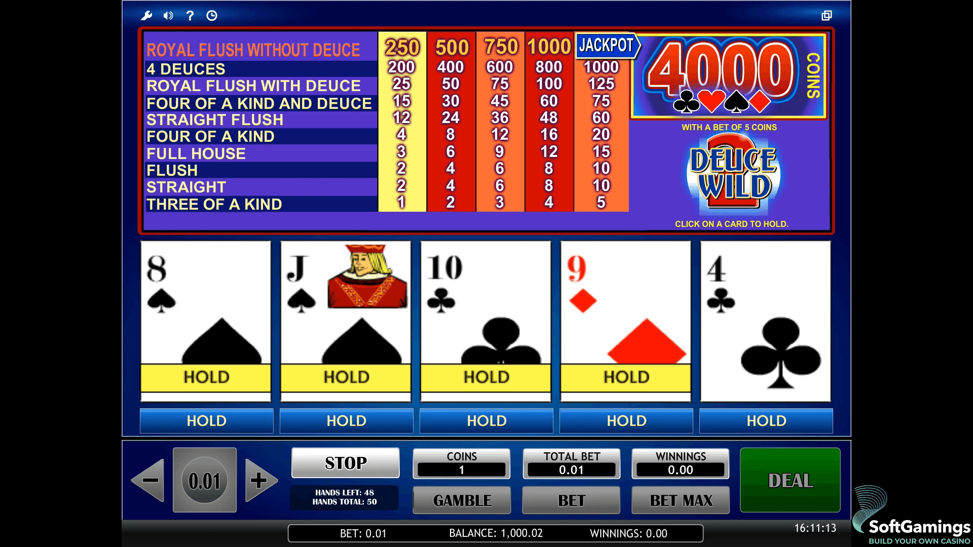 Poker Machines Wild Deuces 100 Hand